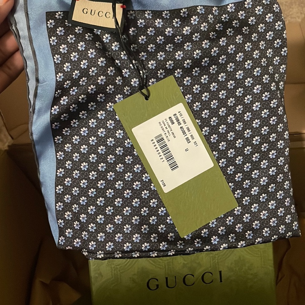 Gucci GG and floral print silk pocket square